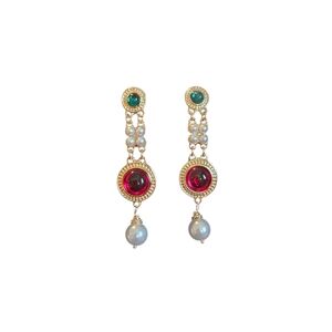 NWT - Glamorous Gold and Red Drop Earrings
